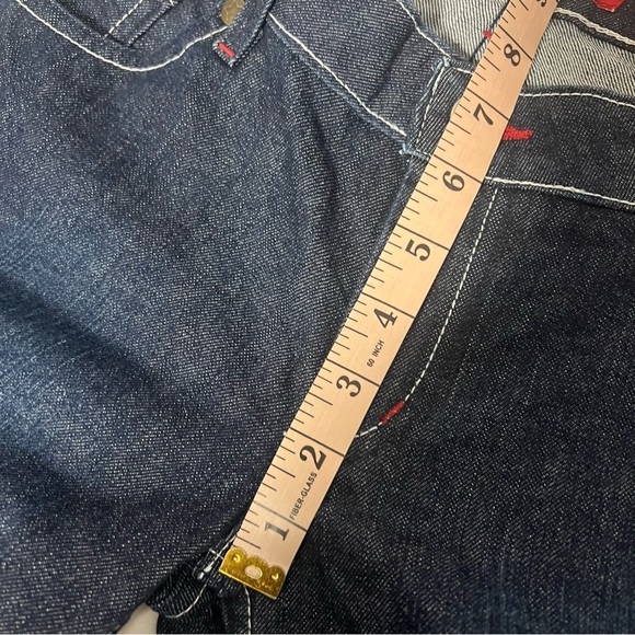 Rare Chivas Sz 11 Blue Flare Wide Leg Jeans Denim Embroidery Game Statement NWT - Picture 14 of 16